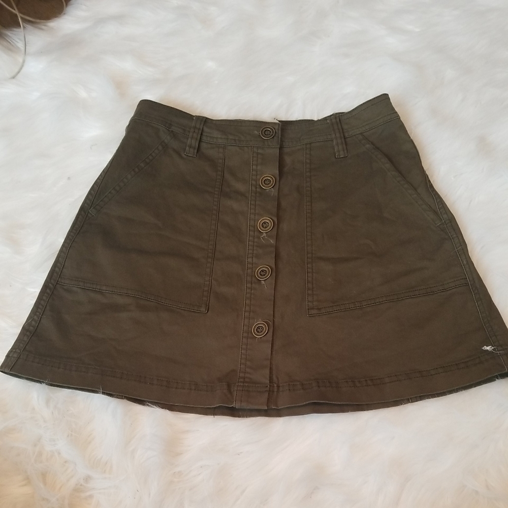 Rhythm. Y2K Pacific Olive Green Button Front A Line Skirt Small
